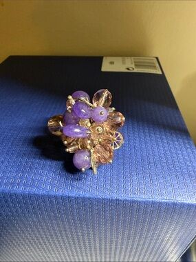 Purple amethyst and Pink Cluster Statement Ring
